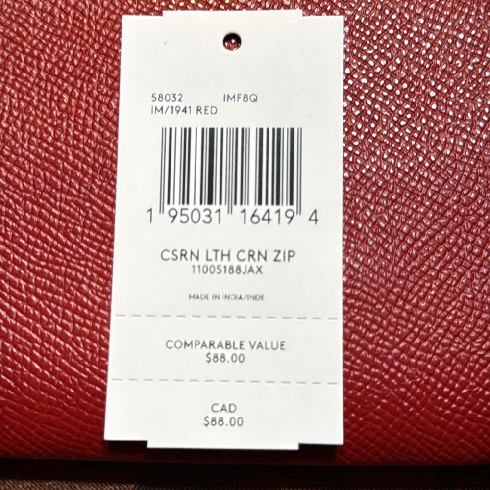 NWT Coach Cherry Red Leather Wristlet - Picture 5 of 8
